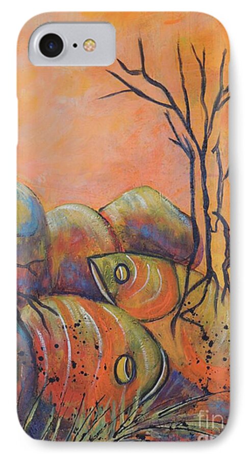 Fish iPhone 7 Case featuring the painting Rock Fishing by Lyn Olsen