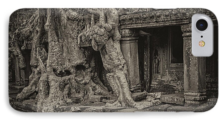 Angkor iPhone 7 Case featuring the photograph Roots in Ruins 7, Ta Prohm, 2014 by Hitendra SINKAR