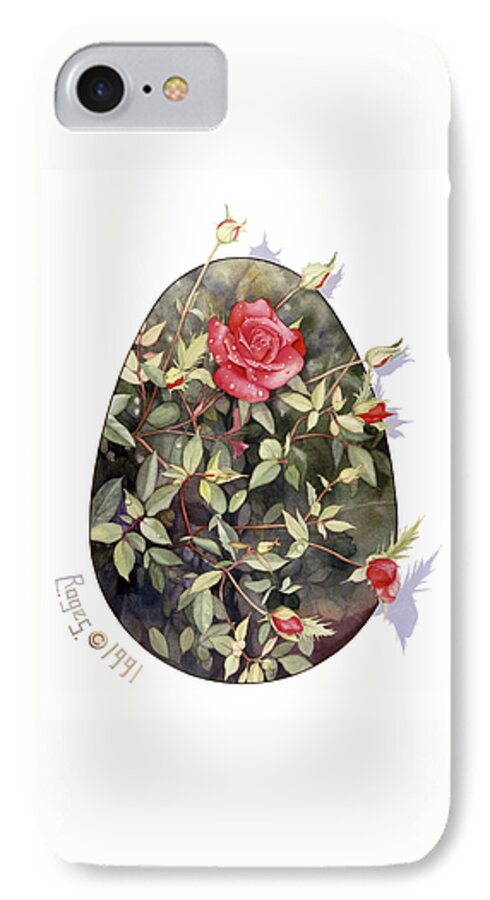 Red iPhone 7 Case featuring the painting Rose by Roger Snyder