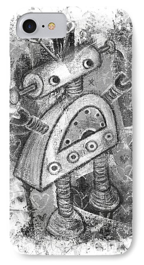 Robot iPhone 7 Case featuring the drawing Rosie Robot Splat by Roseanne Jones