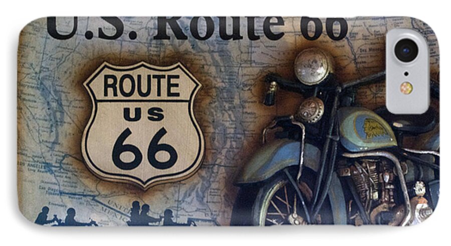 Motorcycle iPhone 7 Case featuring the photograph Route 66 Odell IL Gas Station Motorcycle Signage by Thomas Woolworth