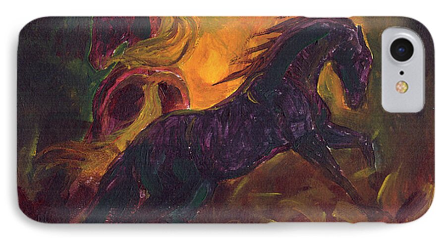 Llmartin iPhone 7 Case featuring the painting Ruckus by Linda L Martin