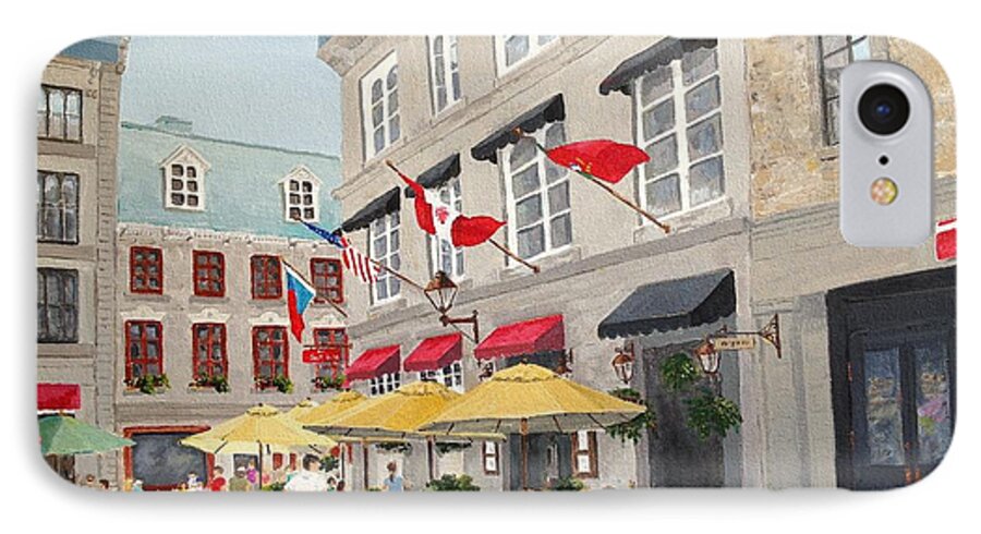 Quebec iPhone 7 Case featuring the painting Rue Saint Amable Restaurant by Marilyn Zalatan