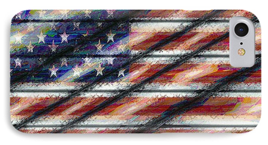 Flag iPhone 7 Case featuring the digital art Rustic USA by John Madison