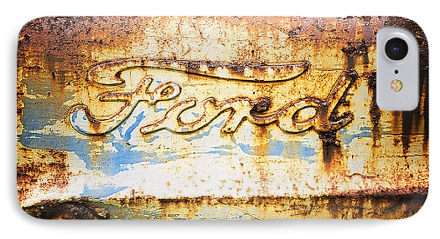 Ford iPhone 7 Case featuring the photograph Rusty Old Ford Closeup by Edward Fielding
