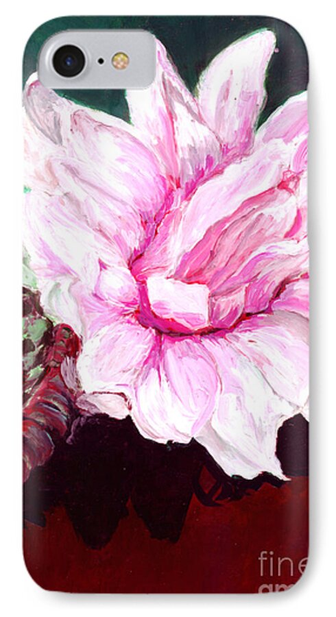 Sacred Pink Lotus iPhone 7 Case featuring the painting Sacred Pink Lotus by Mukta Gupta