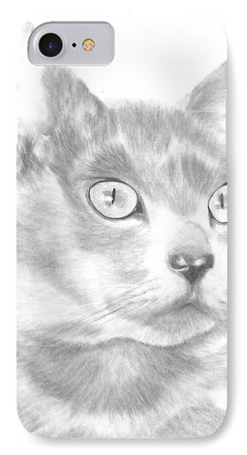 Sandra Muirhead iPhone 7 Case featuring the drawing Saffy by Sandra Muirhead