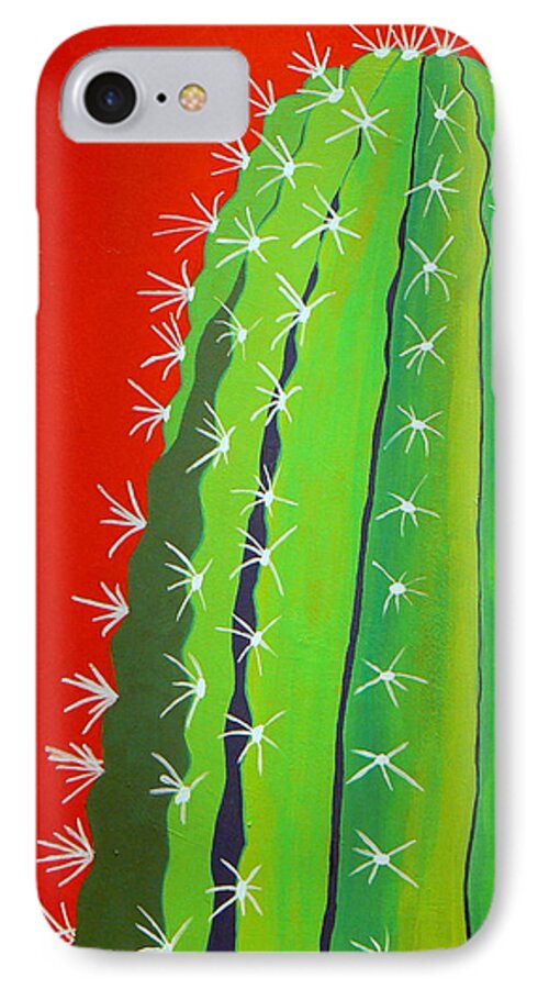 Cactus iPhone 7 Case featuring the painting Saguaro Cactus by Karyn Robinson