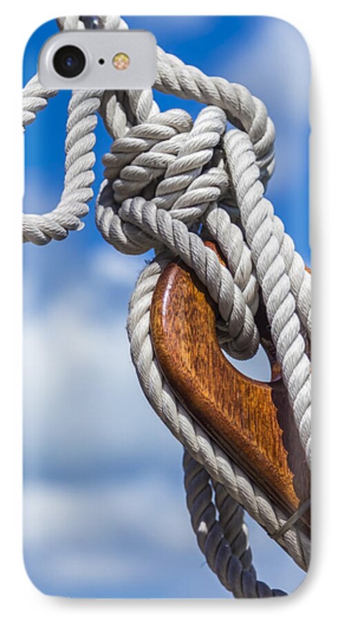 Rigging iPhone 7 Case featuring the photograph Sailboat Deadeye 3 by Leigh Anne Meeks