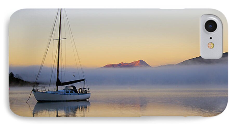 Sailboat iPhone 7 Case featuring the photograph Sailboat Sunrise Te Anau by Venetia Featherstone-Witty