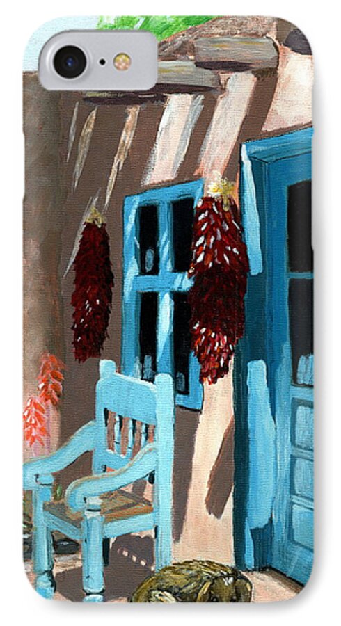 Southwestern iPhone 7 Case featuring the painting Santa Fe Courtyard by Karyn Robinson