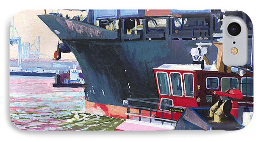 Tug iPhone 7 Case featuring the painting Savannah Tug by David Randall