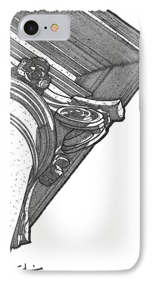 Sketch iPhone 7 Case featuring the drawing Scamozzi Column Capital by Calvin Durham