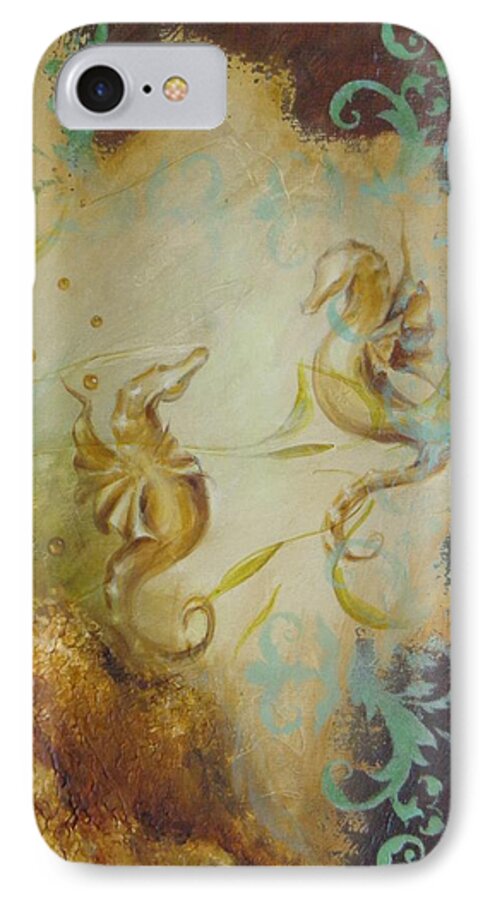 Seahorse iPhone 7 Case featuring the painting Seahorse Dream 1 by Dina Dargo