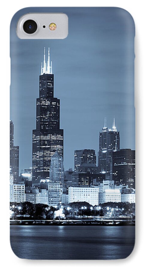 Chicago Skyline iPhone 7 Case featuring the photograph Sears Tower in Blue by Sebastian Musial
