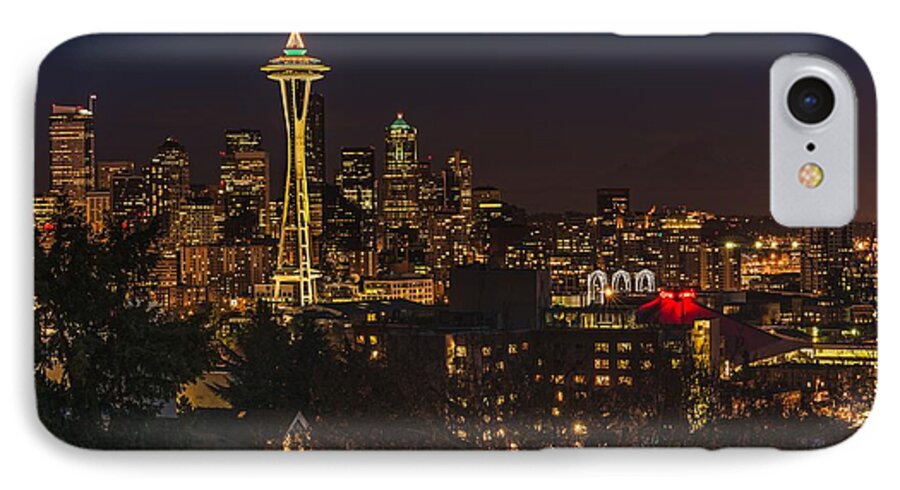 Seattle iPhone 7 Case featuring the photograph Seattle Night Lights by Gene Garnace