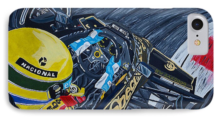 Senna iPhone 7 Case featuring the painting Senna Onboard by Jose Antonio Mendez