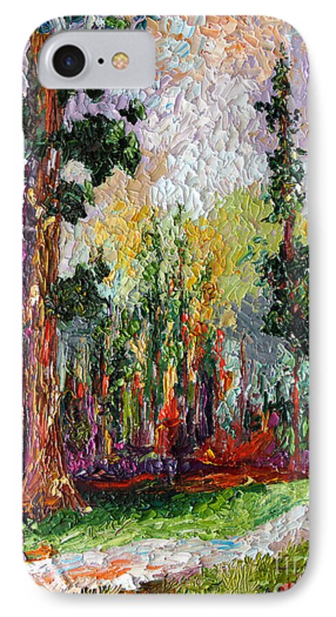 Trees iPhone 7 Case featuring the painting Sequoia Path National Parks by Ginette Callaway