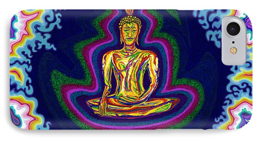Buddha iPhone 7 Case featuring the painting Seventh Heaven Buddha by Robert SORENSEN