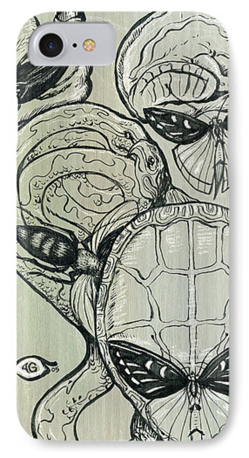 Surreal iPhone 7 Case featuring the mixed media Shades of Grays Three by John Ashton Golden