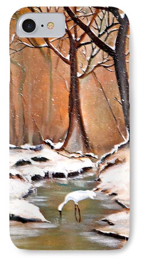 Winter iPhone 7 Case featuring the painting Shadows Beyond Winter by Denise Tomasura