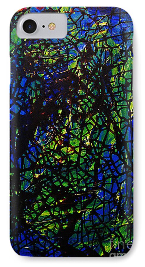 Abstract iPhone 7 Case featuring the painting Shattered by Jeff Barrett