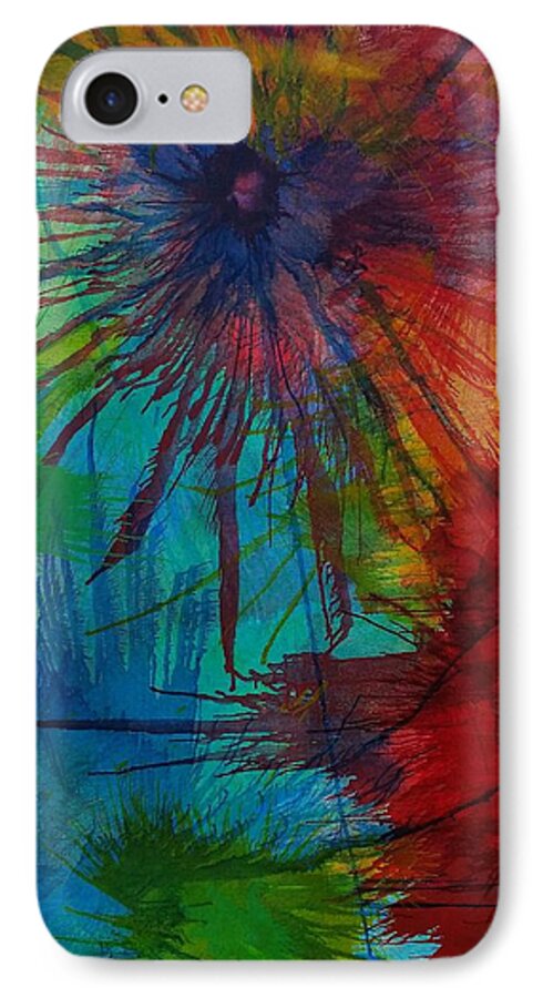 Abstract iPhone 7 Case featuring the painting Shelbys Flowers by Edward Pebworth