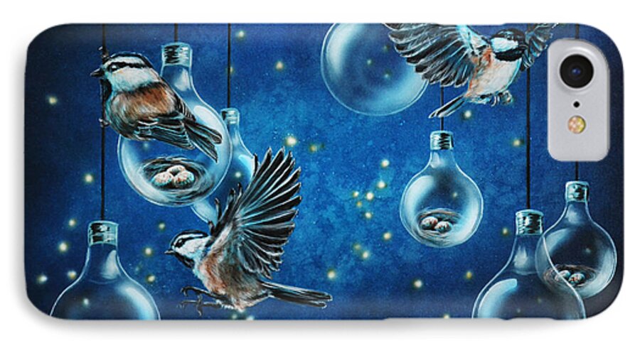 Chickadees iPhone 7 Case featuring the painting Shine by Lachri