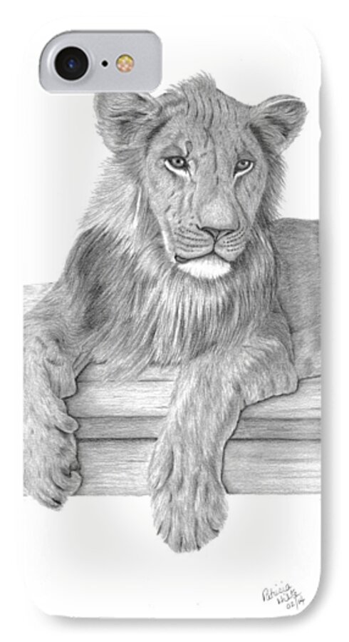 Lion iPhone 7 Case featuring the drawing Strek The Future King by Patricia Hiltz