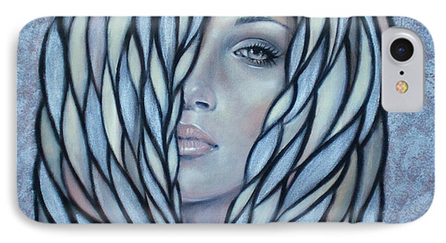 Woman iPhone 7 Case featuring the painting Silver Nymph 021109 by Selena Boron