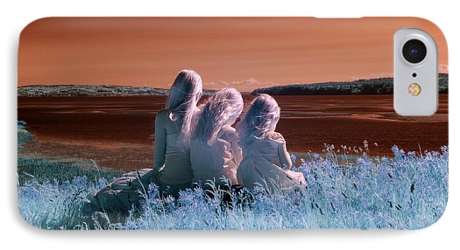 Child iPhone 7 Case featuring the photograph Sisters Dreaming by Rebecca Parker