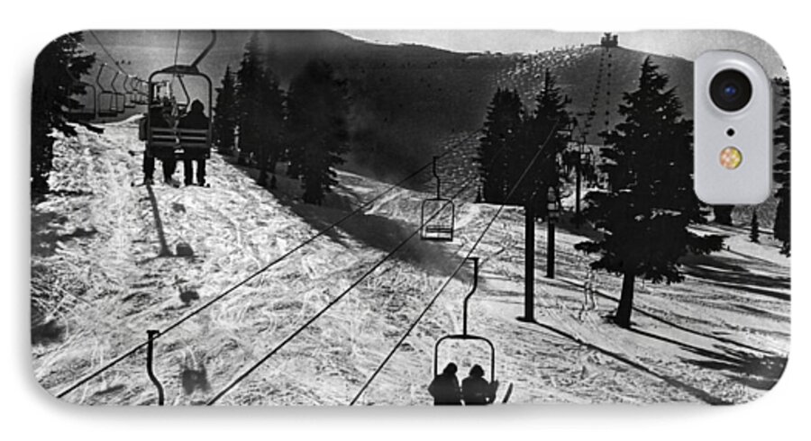 1966 iPhone 7 Case featuring the photograph Ski Lifts At Squaw Valley In California by Underwood Archives
