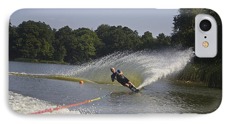 Skiing iPhone 7 Case featuring the photograph Slalom Waterskiing by Venetia Featherstone-Witty