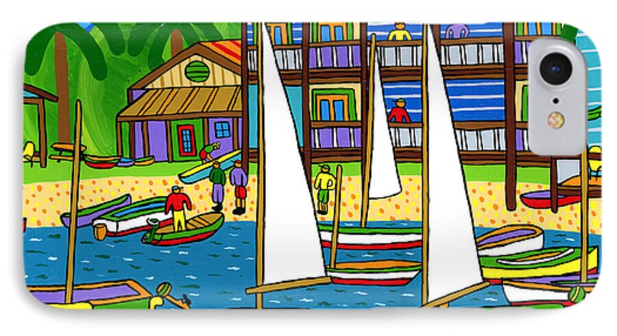 Cedar Key iPhone 7 Case featuring the painting Small Boat Regatta - Cedar Key by Mike Segal