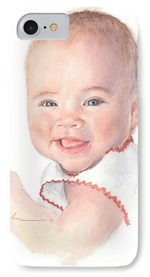 Smiling Baby Girl Watercolor Portrait iPhone 7 Case