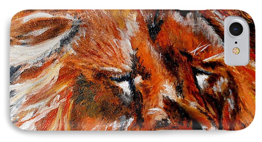 Lion iPhone 7 Case featuring the painting Snoozing by Maris Sherwood