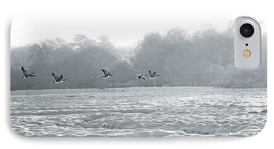 Landscape iPhone 7 Case featuring the photograph Snow and Geese by David Davies