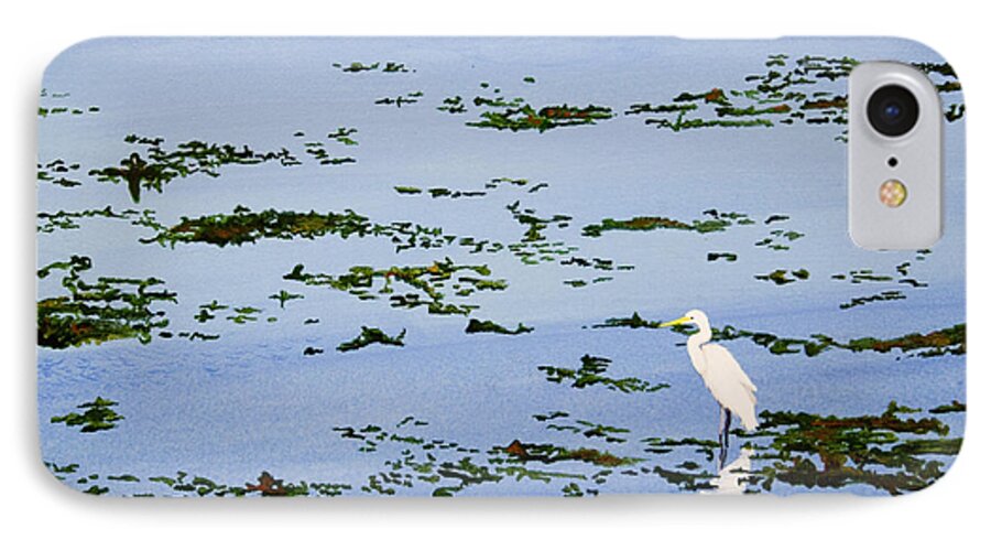 Egret iPhone 7 Case featuring the painting Snowy Egret by Mike Robles