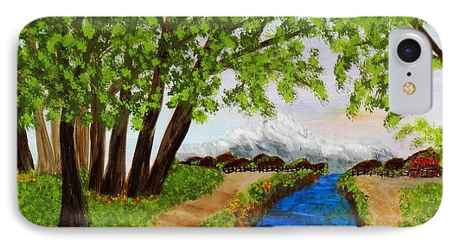 Landscape iPhone 7 Case featuring the painting Somewhere In Time by Celeste Manning