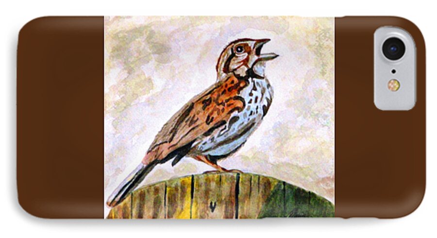 Song Sparrow iPhone 7 Case featuring the painting Song Sparrow by Angela Davies
