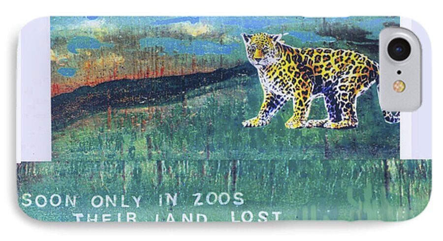 Ecology iPhone 7 Case featuring the mixed media Soon only in Zoos Their land Lost by Mary Ann Leitch