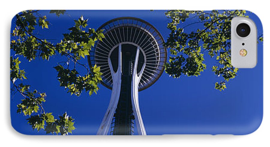 Photography iPhone 7 Case featuring the photograph Space Needle Maple Trees Seattle Center by Panoramic Images