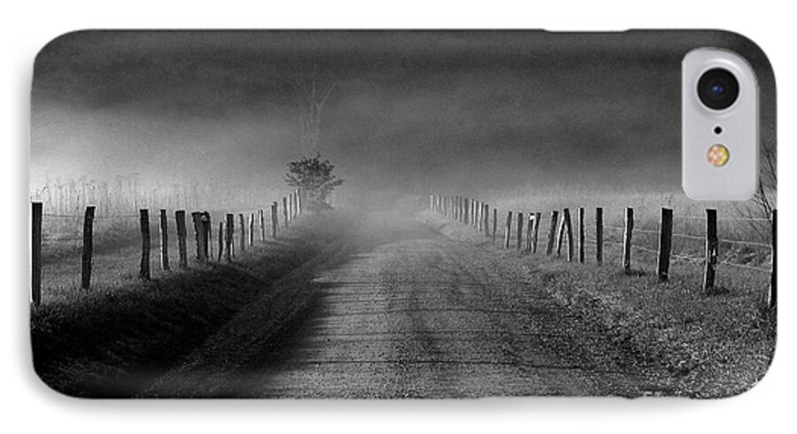 Fence iPhone 7 Case featuring the photograph Sparks Lane in Black and White by Douglas Stucky