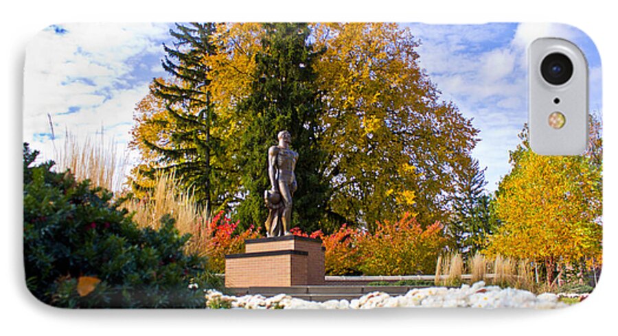 Michigan State University iPhone 7 Case featuring the photograph Sparty in Autumn by John McGraw
