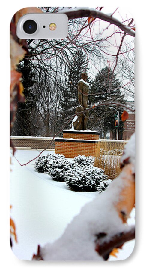Michigan State University iPhone 7 Case featuring the photograph Sparty in the Winter by John McGraw