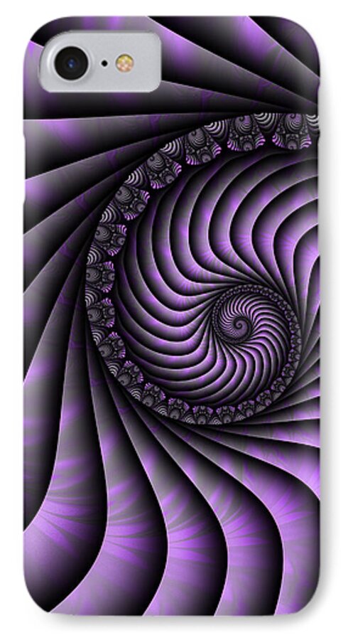 Digital Art iPhone 7 Case featuring the digital art Spiral Purple and Grey by Gabiw Art