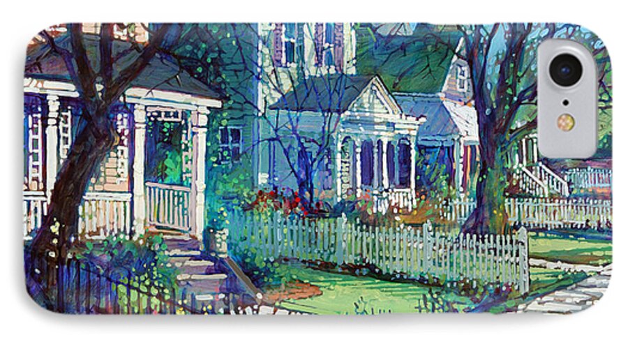 Victorian Houses iPhone 7 Case featuring the painting Spring Morning on East Street by Dan Nelson