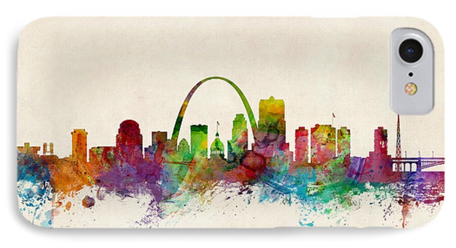 St Louis iPhone 7 Case featuring the digital art St Louis Missouri Skyline by Michael Tompsett