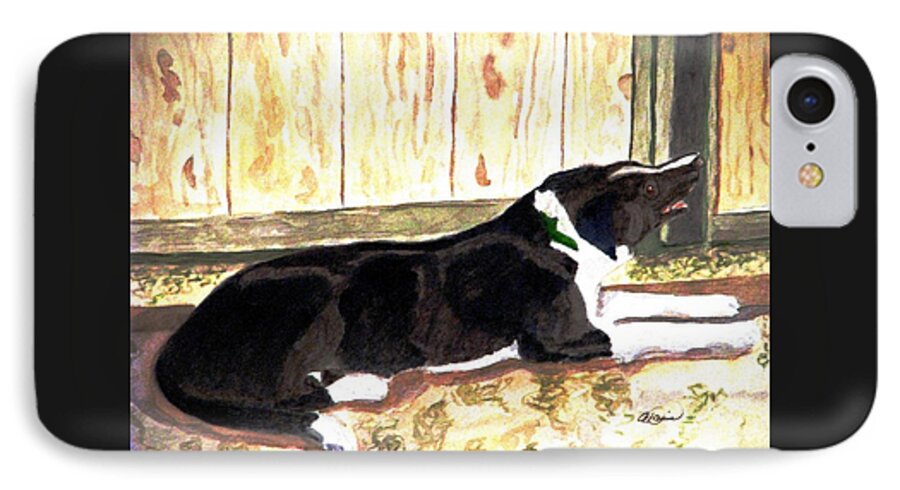 Border Collie iPhone 7 Case featuring the painting Stable Duty by Angela Davies