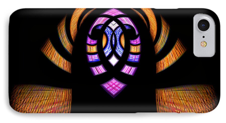 Digital Art iPhone 7 Case featuring the digital art Stained Glass Abstract by Sue Stefanowicz